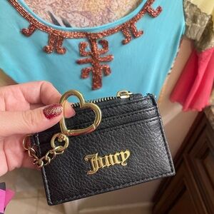 Juicy Couture Black Card Holder with Heart Keychain